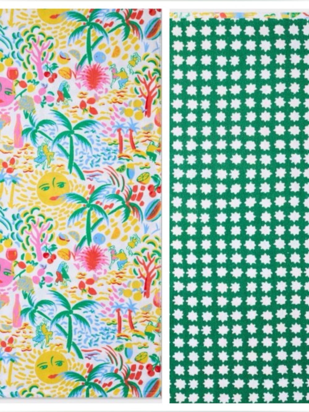 ROLLER RABBIT NEW Vacation Reversible Two Person Beach Towel -Yellow/Green